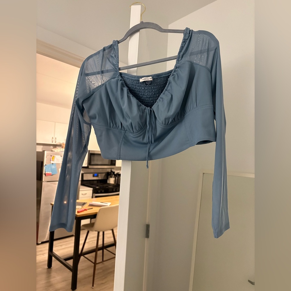 American Eagle Mesh Blue Crop Top
